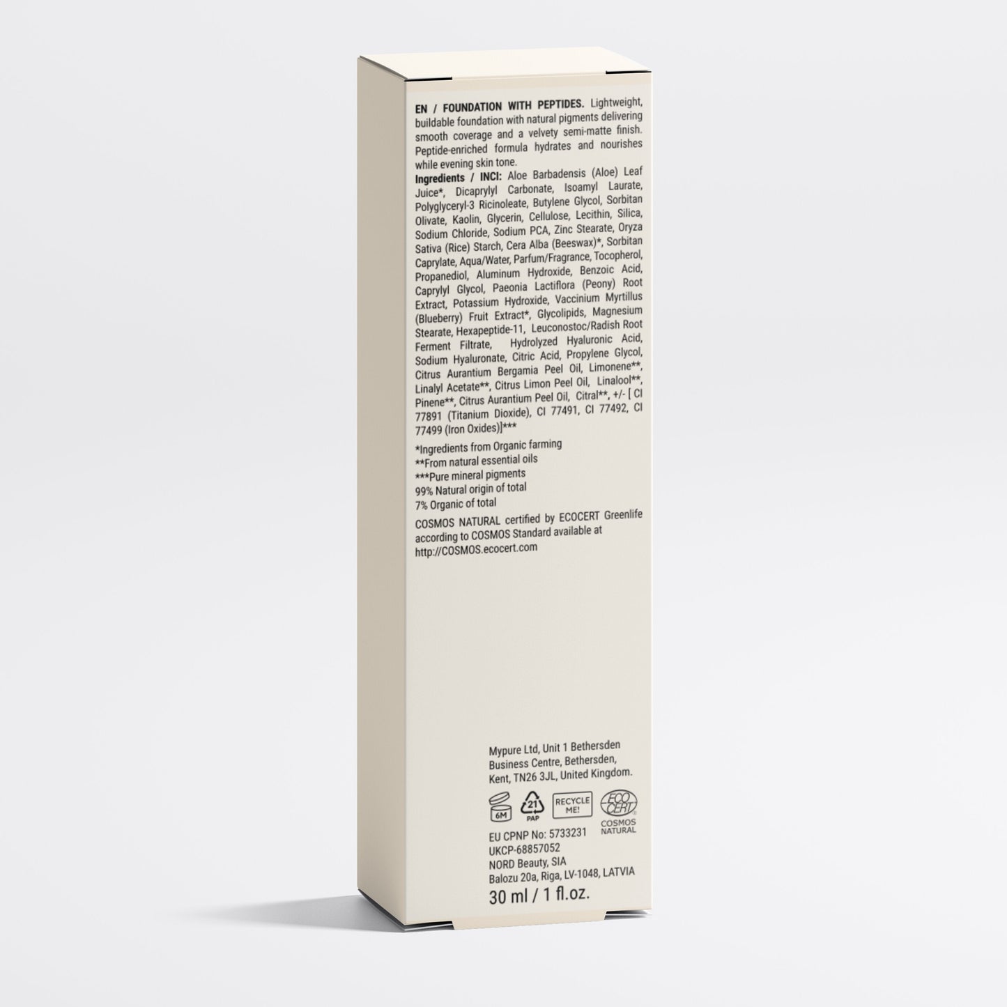Foundation mit Peptiden, 20 Medium Neutral - 30 ml