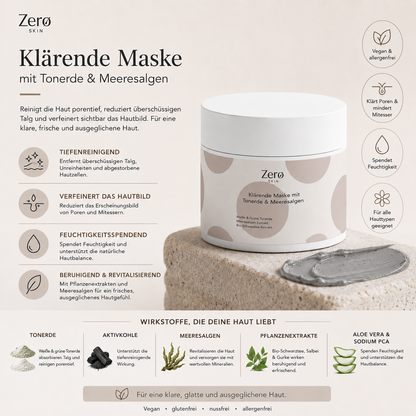 Klärende Maske mit Tonerde & Meeresalge - 90 ml