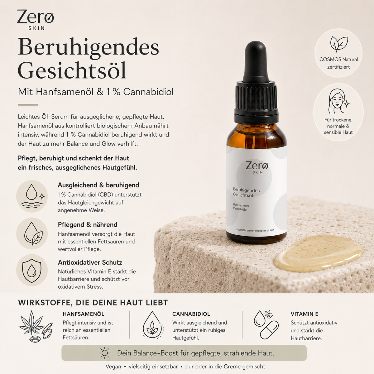 Soothing facial oil with CBD - 15 ml