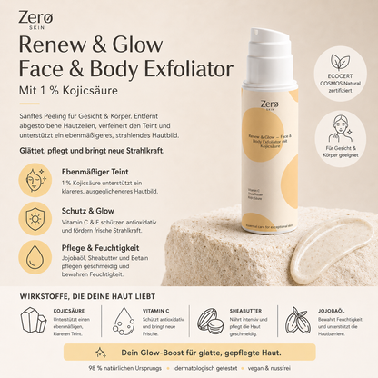 Renew &amp; Glow - Face &amp; Body Exfoliator with Kojic Acid - 150 ml