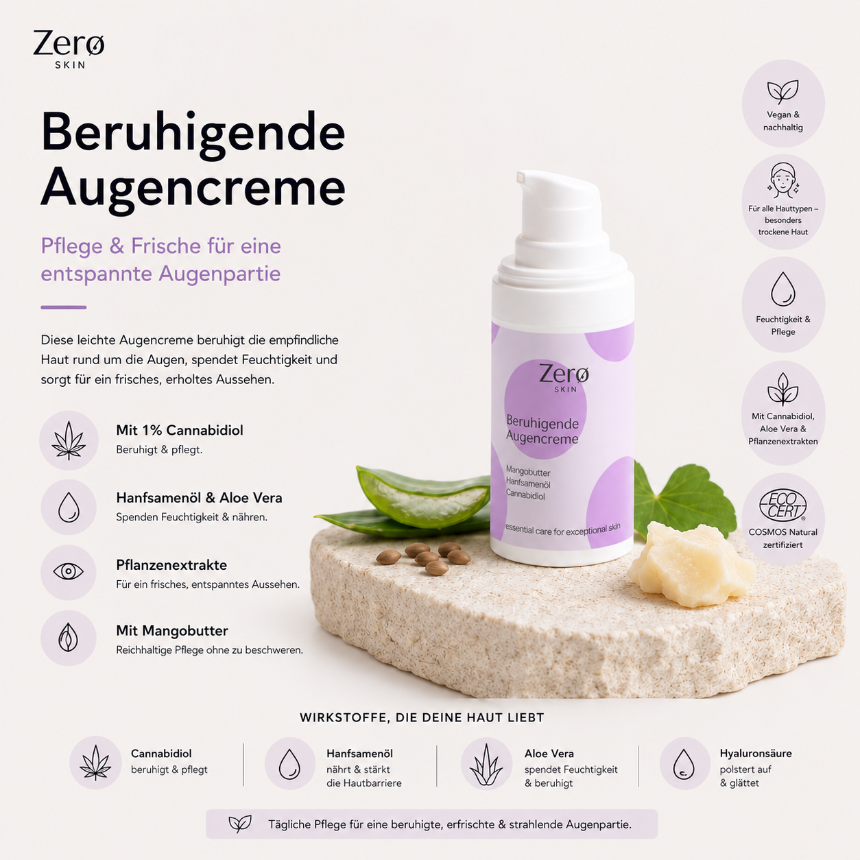 Soothing eye cream with CBD - 15 ml
