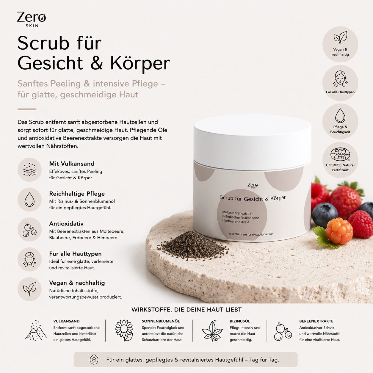 Face & Body Scrub with Volcanic Sand - 170 ml