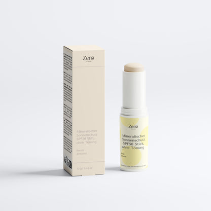 Mineralischer Sonnenschutz SPF50 Stift, ohne Tönung - 12 g